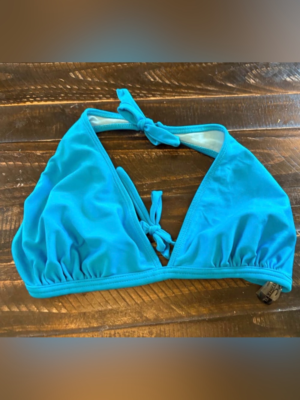 Pakaloha Vibrant Blue Turquoise Triangle/Halter Bikini Top Size XL, TOP ONLY